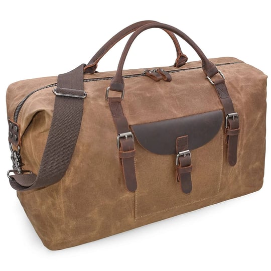 newhey-oversized-travel-duffel-bag-waterproof-canvas-genuine-leather-weekend-bag-weekender-overnight-1