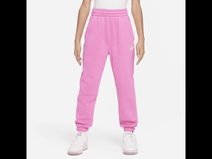 nike-big-girls-sportswear-club-fleece-loose-pants-pink-pants-size-medium-fleece-polyester-cotton-1