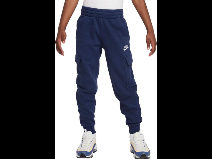 nike-kids-sportswear-club-fleece-cargo-jogger-pants-in-blue-midnight-navy-size-xs-cotton-polyester-f-1