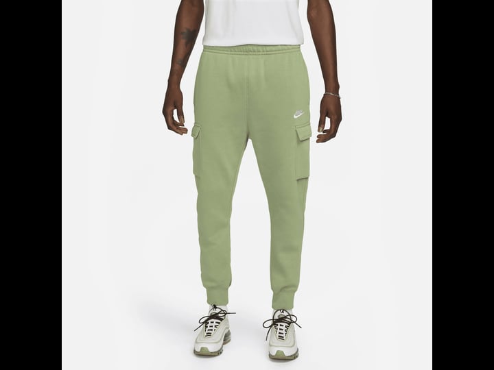nike-mens-sportswear-club-fleece-cargo-jogger-pants-in-green-oil-green-size-xs-cotton-polyester-flee-1