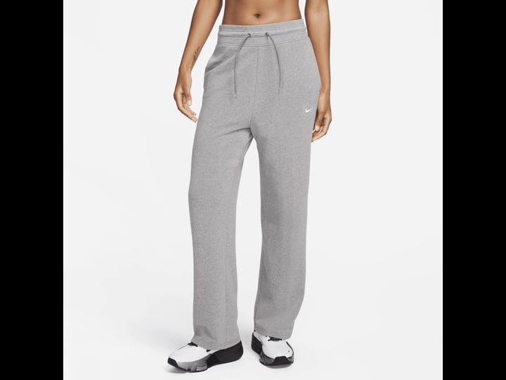 nike-womens-dri-fit-one-french-terry-high-waisted-open-hem-sweatpants-carbon-heather-size-xs-1