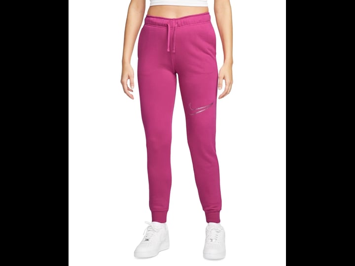 nike-womens-sportswear-club-fleece-shine-mid-rise-pants-fireberry-size-xs-1