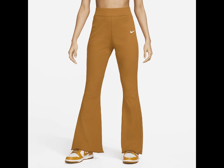 nike-womens-sportswear-high-waisted-ribbed-jersey-pants-tan-size-large-1