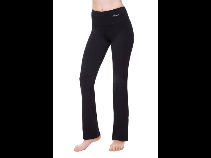 nirlon-straight-leg-yoga-pants-for-women-high-waisted-workout-leggings-womens-size-xl-black-1