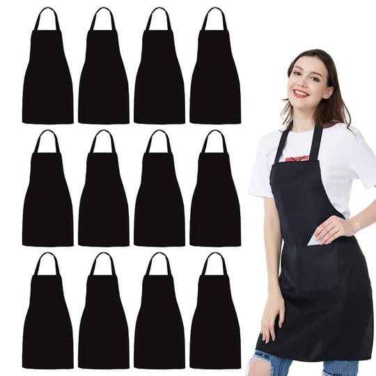 nobondo-12-pack-bib-apron-unisex-black-apron-bulk-with-2-roomy-pockets-machine-washable-for-kitchen--1