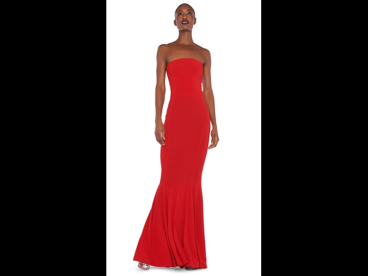 norma-kamali-strapless-fishtail-gown-tiger-red-1