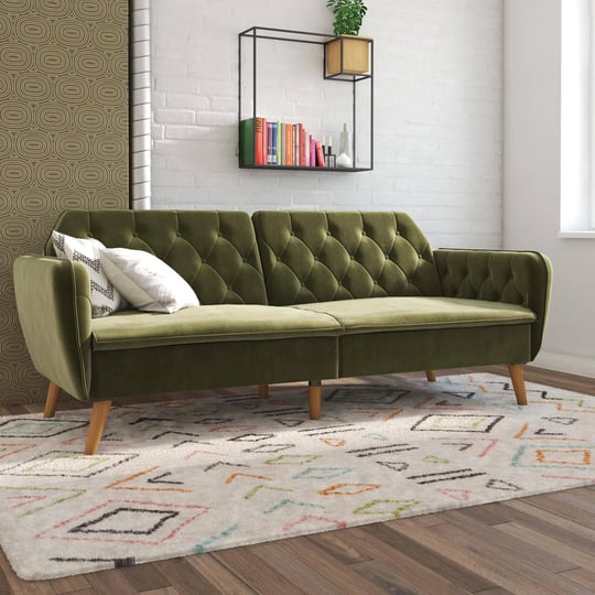 novogratz-tallulah-memory-foam-green-velvet-futon-1