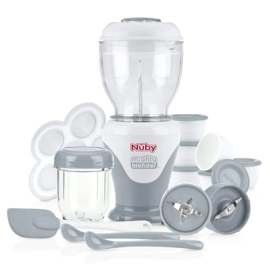 nuby-mighty-blender-with-cook-book-22-piece-baby-food-maker-set-cool-gray-1