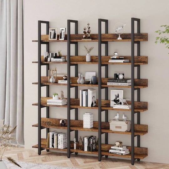 oneinmil-bookcase-and-bookshelves-triple-wide-6-tiers-large-open-shelves-vintage-bookcase-for-office-1