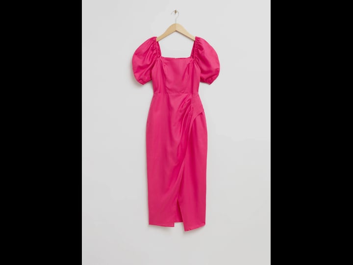 other-stories-linen-blend-corset-detail-midi-wrap-dress-in-pink-1