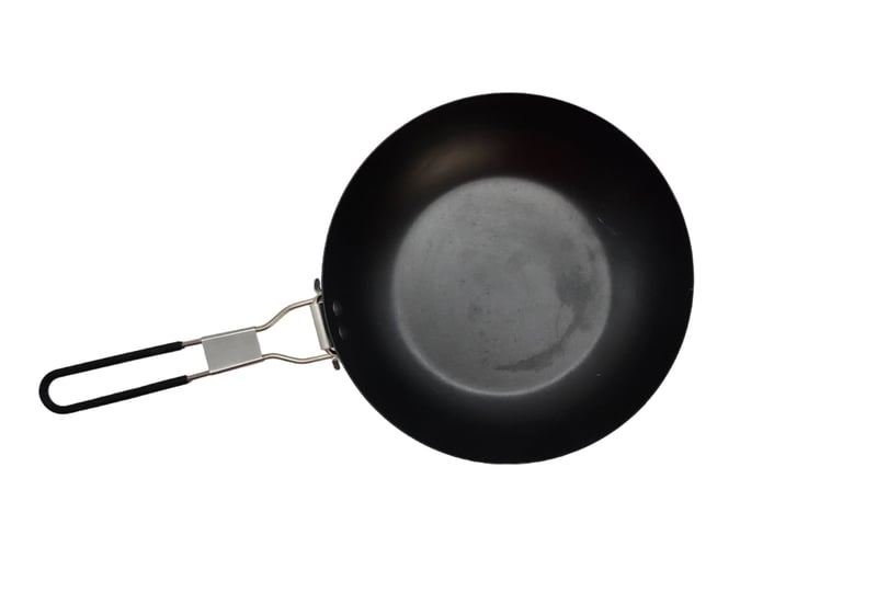 ozark-trail-9-5-inch-camping-frying-pan-black-carbon-steel-with-folding-handle-size-regular-1