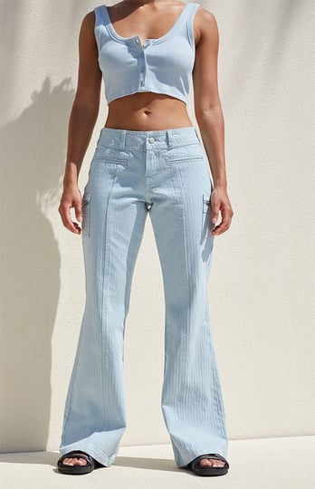 pacsun-womens-light-blue-low-rise-cargo-flare-pants-size-26
