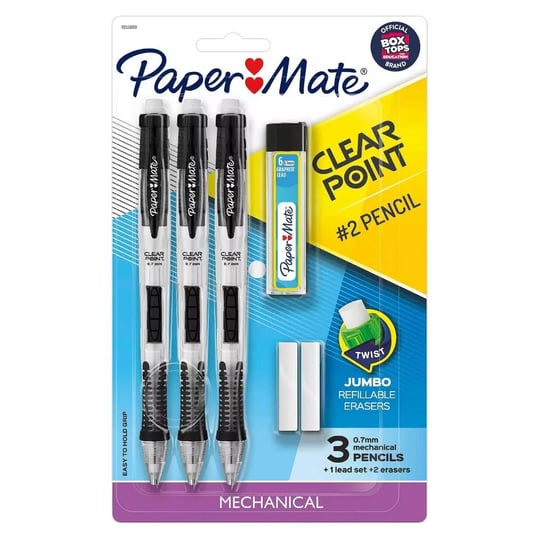 paper-mate-clearpoint-3ct-mechanical-2-pencils-0-7mm-with-lead-eraser-refills-black-1