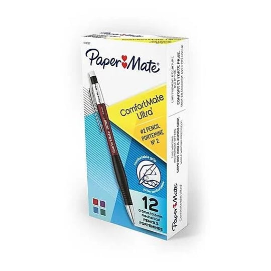 paper-mate-comfortmate-ultra-mechanical-pencil-0-5-mm-hb-2-black-lead-assorted-barrel-colors-dozen-1
