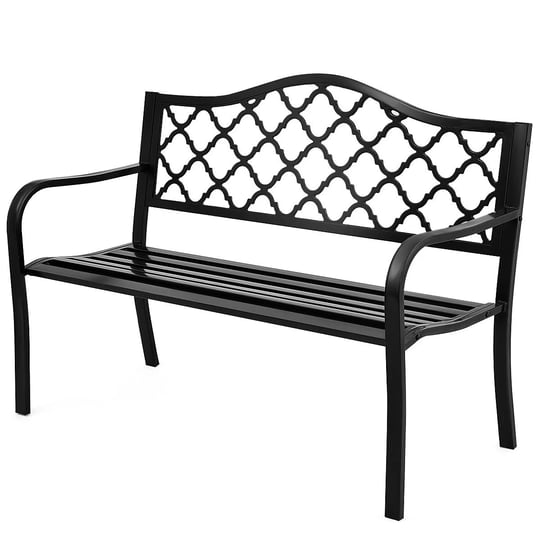 patiojoy-outdoor-chair-garden-patio-bench-cast-iron-frame-black-1