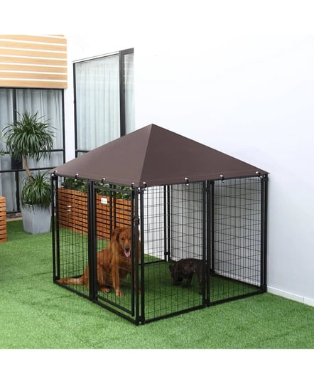 pawhut-lockable-dog-house-kennel-with-water-resistant-roof-for-small-and-medium-small-sized-pets-1