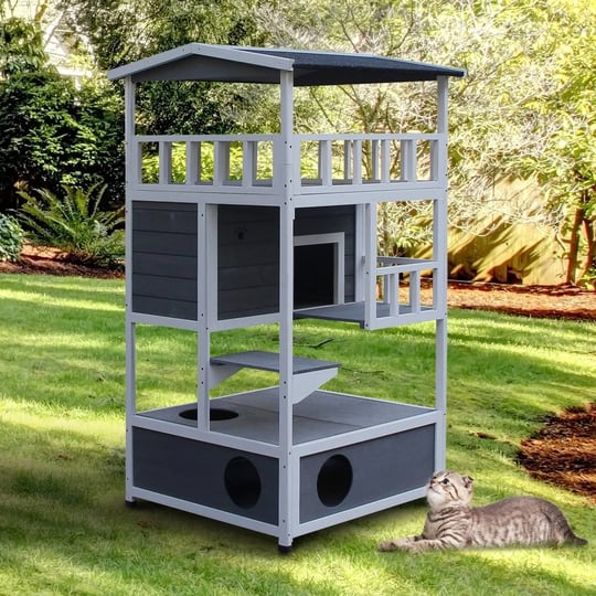 pawhut-solid-wood-4-floor-cat-condo-with-litter-box-space-gray-1