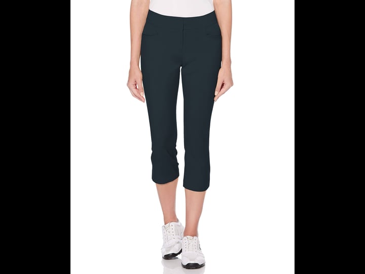 pga-tour-womens-woven-capri-pants-size-14-dark-navy-blue-polyester-spandex-golf-apparel-shop-1