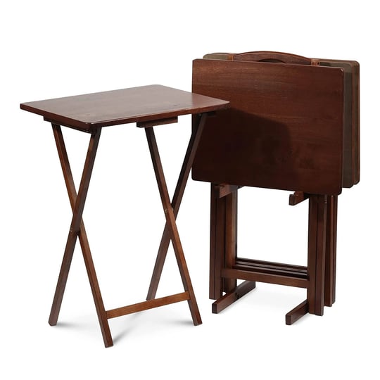 pj-wood-folding-tv-tray-tables-w-compact-storage-rack-dark-mango-5-piece-set-1
