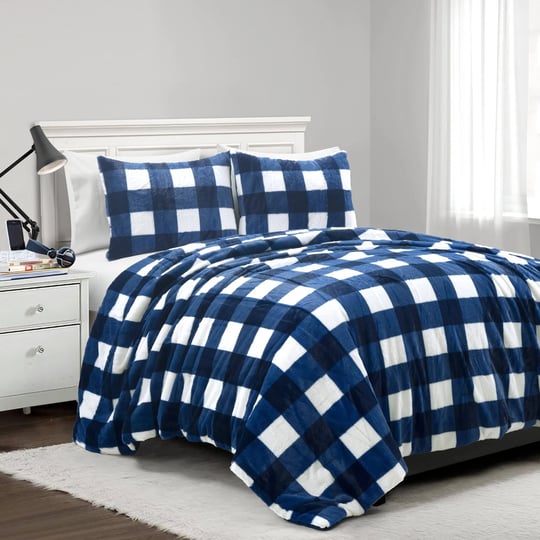plaid-ultra-soft-faux-fur-all-season-comforter-set-full-queen-navy-1