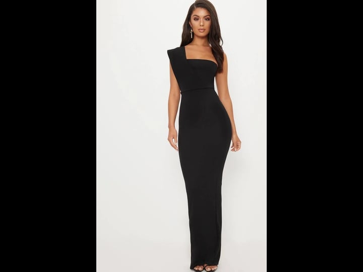 prettylittlething-womens-black-one-shoulder-maxi-dress-size-1