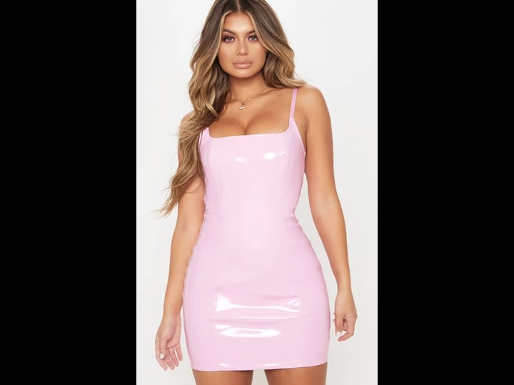 prettylittlething-womens-pink-pu-bodycon-dress-size-9