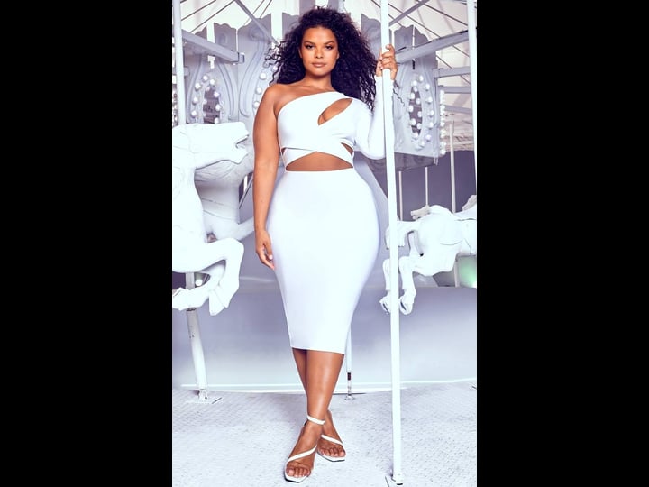 prettylittlething-womens-plus-white-cut-out-one-shoulder-midi-dress-size-17