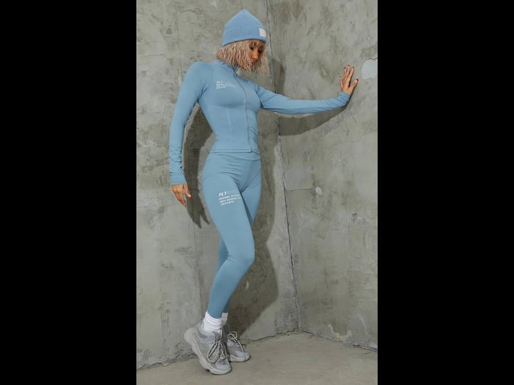 prettylittlething-womens-steel-blue-stitch-detail-gym-leggings-size-5