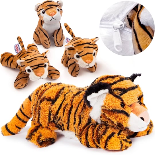 prextex-plush-tiger-with-zippered-pouch-for-its-3-little-plush-baby-tigers-plushlings-collection-sof-1