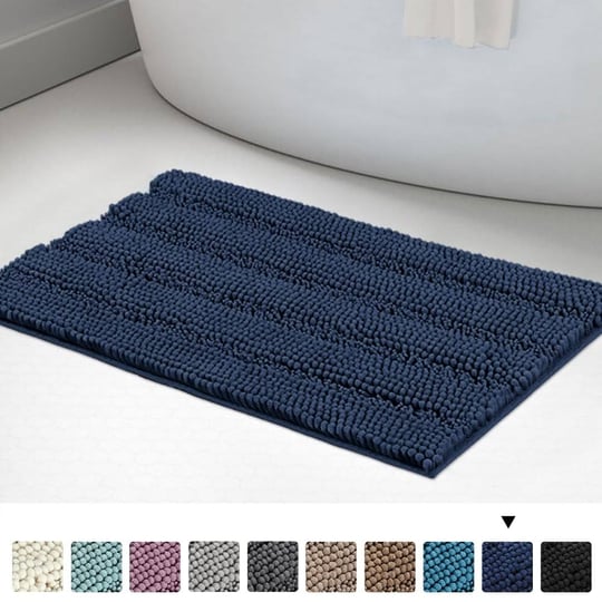 primebeau-ultra-thick-bath-rug-shaggy-chenille-absorbent-non-slip-bath-mat-navy-32-inch-x-20-inch-si-1