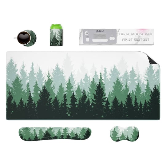 pulaixin-5-in-1-keyboard-mouse-pad-set-wrist-large-green-forest-1