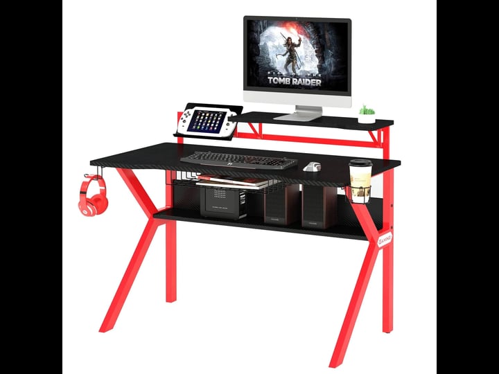 pvc-coated-ergonomic-metal-frame-gaming-desk-black-and-red-1