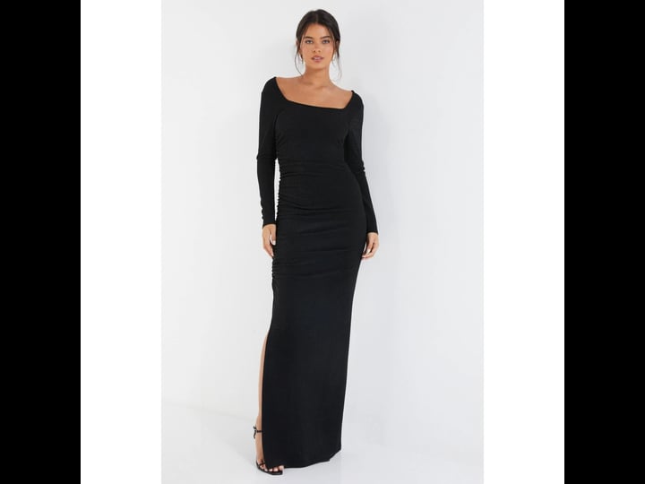quiz-brillo-long-sleeve-maxi-dress-black-1