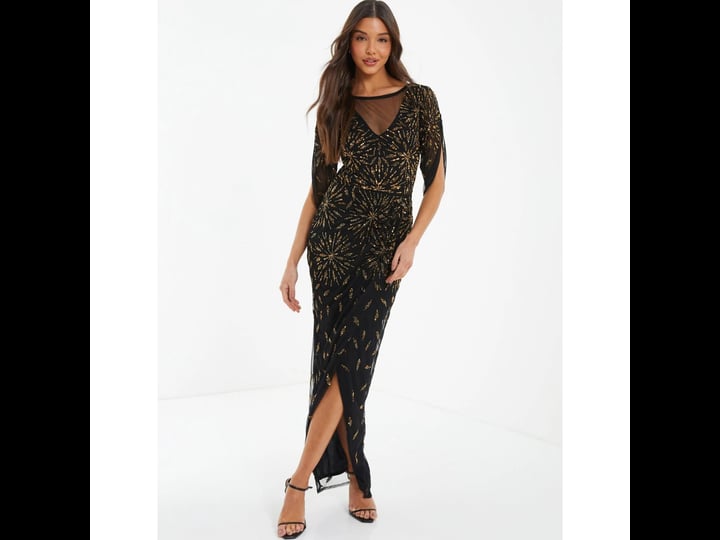 quiz-womens-beaded-mesh-panel-evening-dress-black-1
