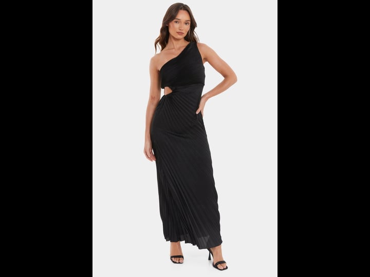 quiz-womens-one-shoulder-cut-out-waist-pleated-maxi-dress-black-1