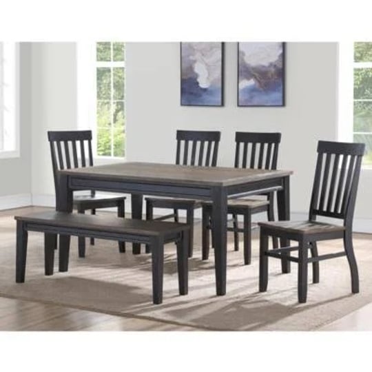raven-noir-6-pc-dining-set-dining-table-4-side-chairs-bench-1