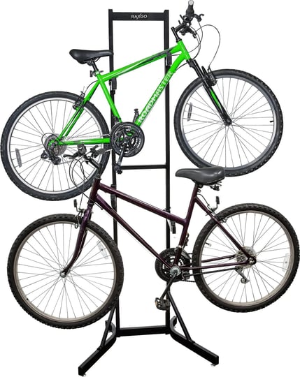 raxgo-bike-storage-rack-2-bicycle-garage-stand-freestanding-adjustable-hooks-universal-1