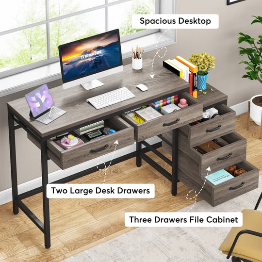 reversible-computer-desk-with-5-drawers-home-office-desk-with-file-cabinet-drawer-printer-stand-grey-1