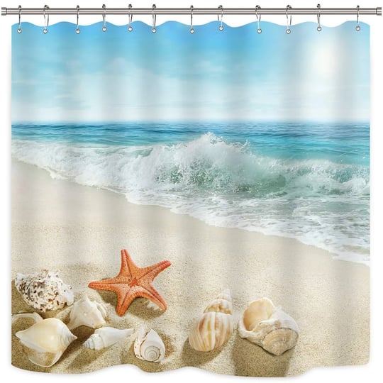 riyidecor-beach-starfish-shower-curtain-panel-seashell-coastal-conch-sea-wave-rocks-island-ocean-blu-1