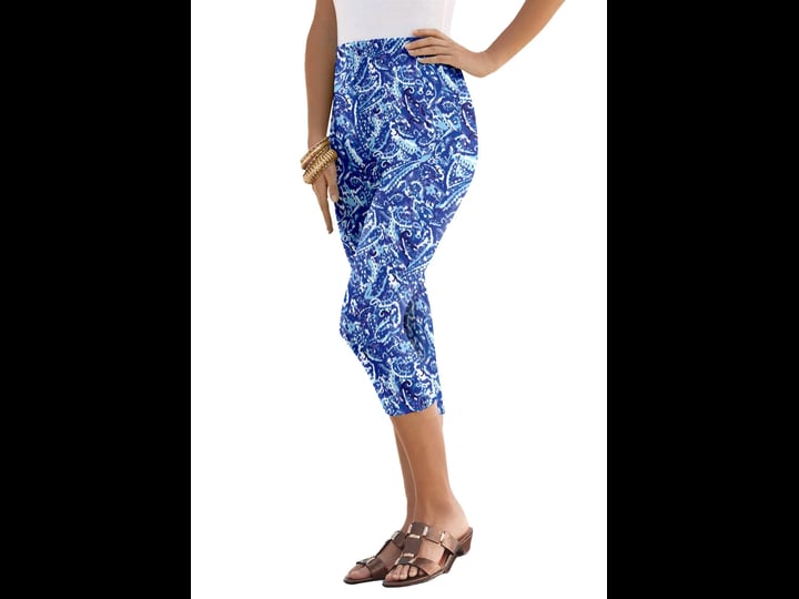 roamans-womens-plus-size-essential-stretch-capri-legging-22-24-navy-texture-paisley-1