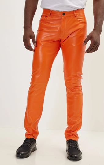 ron-tomson-genuine-lambskin-leather-pants-orange-1