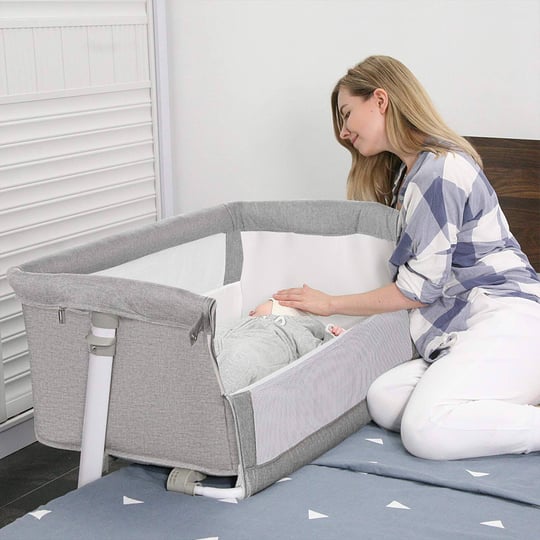 ronbei-baby-bassinet-bedside-sleeper-babies-crib-bed-adjustable-portable-bed-light-grey-1