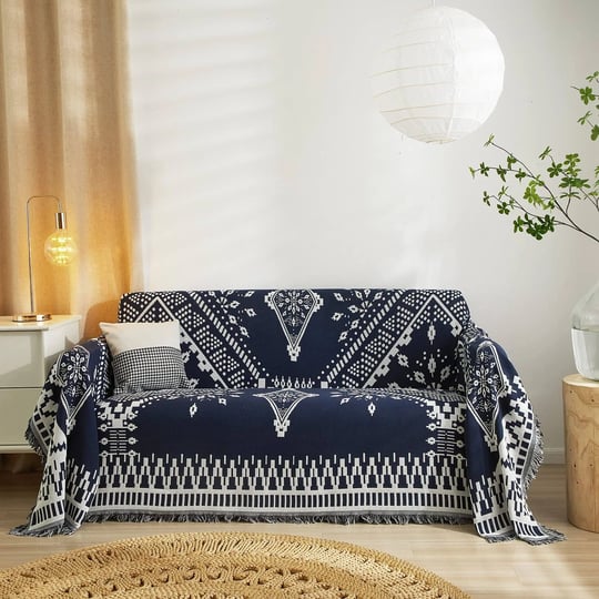 roomlife-reversible-two-sided-knitted-cotton-couch-cover-boho-sofa-slipcovers-navy-blue-white-sofa-c-1