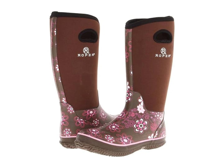 roper-neoprene-barn-boots-ladies-brown-floral-1