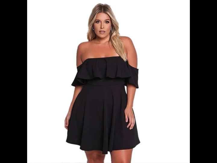 rosianna-womens-off-shoulder-strapless-ruffle-mini-plus-size-swing-dresses-1