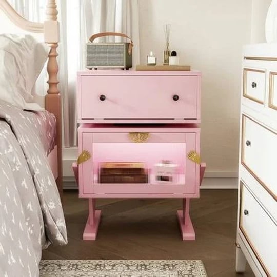 royalcraft-pink-nightstand-with-led-light-strips-modern-end-table-with-360-rotating-drawer-bedside-t-1