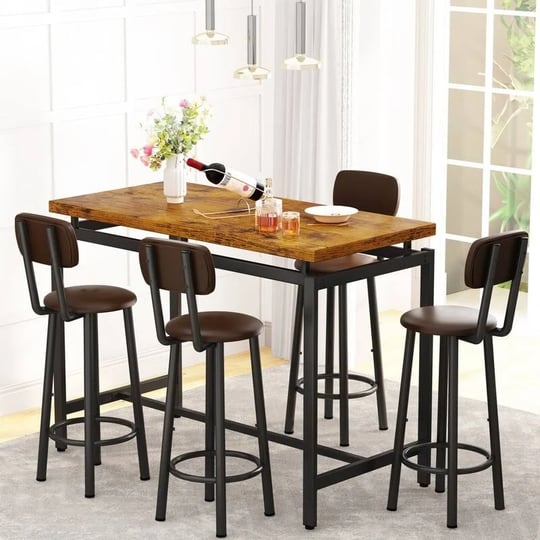rustic-industrial-5-piece-bar-bistro-dining-set-counter-height-wood-dining-set-with-pu-leather-uphol-1