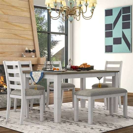 rustic-style-6-piece-dining-room-table-set-with-4-chairs-and-a-bench-grey-1