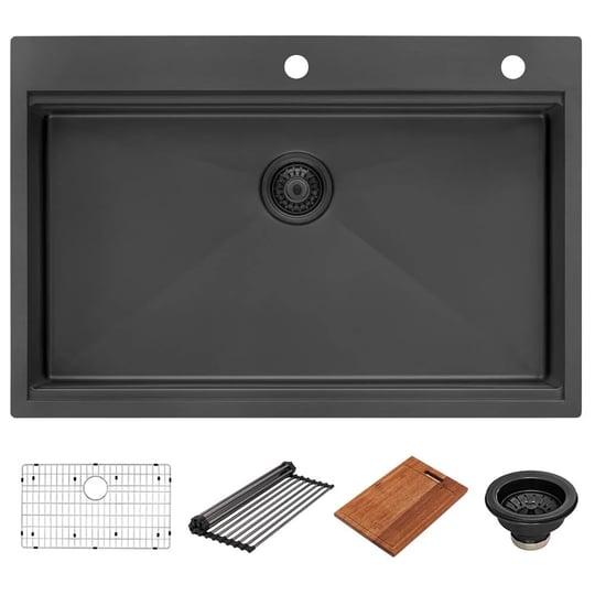 ruvati-33-inch-gunmetal-black-stainless-steel-workstation-drop-in-topmount-kitchen-sink-single-bowl-1