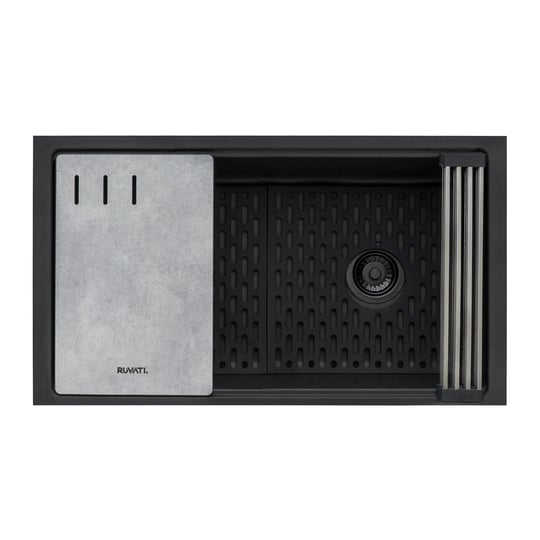 ruvati-33-inch-undermount-workstation-granite-composite-kitchen-sink-matte-black-1